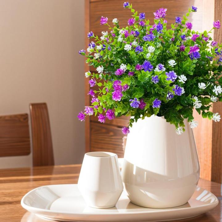 8 bundels , outdoor, weerbestendig, zoals echt, kunstplanten, uv-bestendige balkonplanten, plastic bloemen voor buiten, balkon, balkonbak, tuin, binnen en buiten