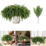 Norfolk Pine Kunstdennentakken, decoratie, Kerstmis, 45 cm, realistische kersttakken, Norfolk Xmas takken, doe-het-zelf, echt gevoel, groen, voor Kerstmis, binnen, 5 stuks