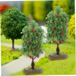 2 Sätze Obstbaum-Modell Baumförmiges Dekor Obstbaumspielzeug Architektur Gefälschte Bäume Simulationsbaumverzierungen Mini- Sandkasten-miniaturen Green Plastik 2 Stück * 2