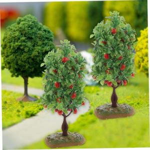 2 Sätze Obstbaum-Modell Baumförmiges Dekor Obstbaumspielzeug Architektur Gefälschte Bäume Simulationsbaumverzierungen Mini- Sandkasten-miniaturen Green Plastik 2 Stück * 2