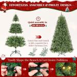 Kerstboom met verlichting, glans, kunstkerstboom met lichtketting, kunst-Nordmann-spar inclusief 250 warmwitte ledlampen, 570 takken en metalen standaard, van pvc, 180 cm (h x b)
