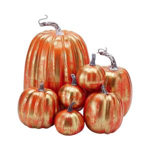 Herbstkürbisse, 7 Stück Künstliche Kürbisse, Schaumstoff, Herbstkürbis für Ernte, Herbs_t, Tisch, Zuhause, Garten, Erntedankfest, Halloween, Party-Dekoration