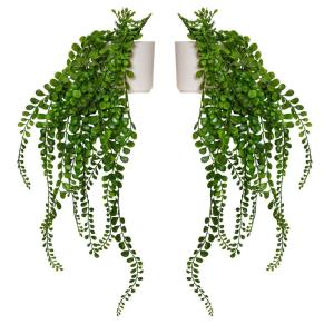 x2 nepplanten kunstmatige planten indoor hangende planten in plastic plantenpotten faux planten voor binnenshuis decoratieve kunstmatige flora kunstmatige indoor opknoping planten