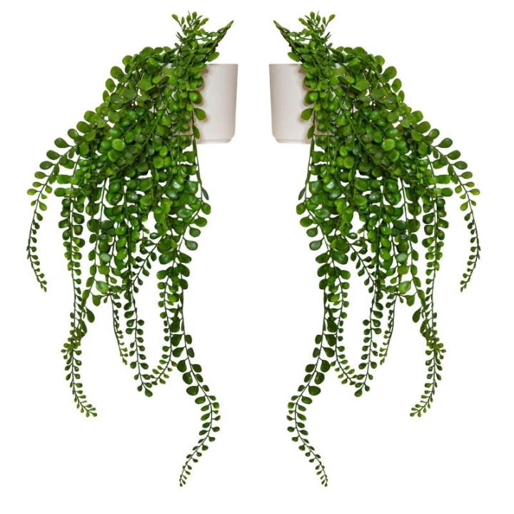 x2 nepplanten kunstmatige planten indoor hangende planten in plastic plantenpotten faux planten voor binnenshuis decoratieve kunstmatige flora kunstmatige indoor opknoping planten
