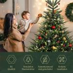 Kunstkerstboom, 210 cm, natuurgetrouwe dennenboom, kunstkerstboom met klapscherm, pvc en PE kerstboom, metalen kerstboomstandaard