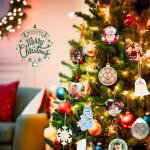 Gepersonaliseerde kersthangers met 3 namen - 2023 houten kerstboomversiering gepersonaliseerde familie, partner huisdier en vrienden