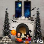 Kerstboom met standaard, 1,5 m, opvouwbare pop-up kerstboom met pailletten voor Halloween, Kerstmis, feestbenodigdheden, huisdecoratie, zwart