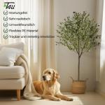 Olijfboom, kunstplant, 150 cm, grote zoals een echte kunstolijfboom, met pot, voor binnen, thuis, slaapkamer, kantoor, tuin, bruiloft, party, decoratie (1 stuks)