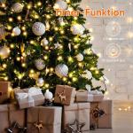 3 m kerstboomverlichting met ring en 14 slingers, 490 led-wartelaars, lichtketting met afstandsbediening, waterdichte lichtketting voor kerstboom van 210 cm tot 350 cm dennenboom, 