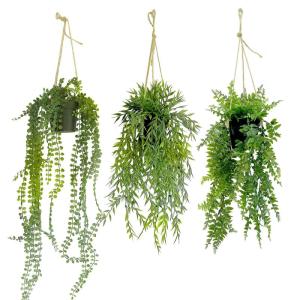 voor binnen, 3 stuks, , met potten, kunstklimop, kunstplant voor binnen, voor feest, keuken, tuin, kantoor