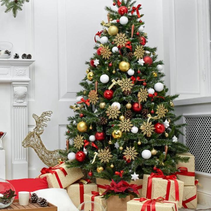 24 x sneeuwvlokken kerstdecoratie voor kerstboom glitter kerstboomversiering, goud