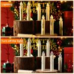 20 stuks kerstboomkaarsen, draadloos, led, zwevende kaarsen, kerstboomverlichting, lichtketting, kerstboom, warmwit, kerstdecoratie met afstandsbediening, timer, 1,5 x 8 cm