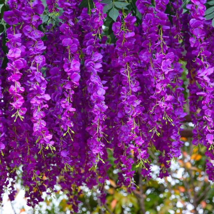 12er-Pack (43,3 Zoll) künstliche Glyzinien-Rebe, künstliche Glyzinien, hängende Seidengirlande, Lange hängende Buschblumenkette, für Zuhause und Party