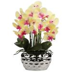 Kunstplant orchideeën kunstbloemen kunstbloemen als echt met echte bloemen in keramische pot tafeldecoratie vensterbank decoratie, hoogte 44 cm, geel