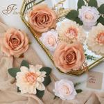 Künstliche Blumen, künstliche Rosen, Dahlie mit Stielen für selbstgemachte Hochzeit, Brautsträuße, Babyparty, Blumenarrangement, Tischdekoration, Heimdekoration (Hautfarbe)