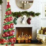 Pop Up Spiral Weihnachtsbaum, 150 cm Künstlicher Weihnachtsbaum Zusammenklappbar mit 5 m 50 LED und Stern Spitze, Weihnachtsbaum Künstlich für Hause, Wohnung, Party (A)