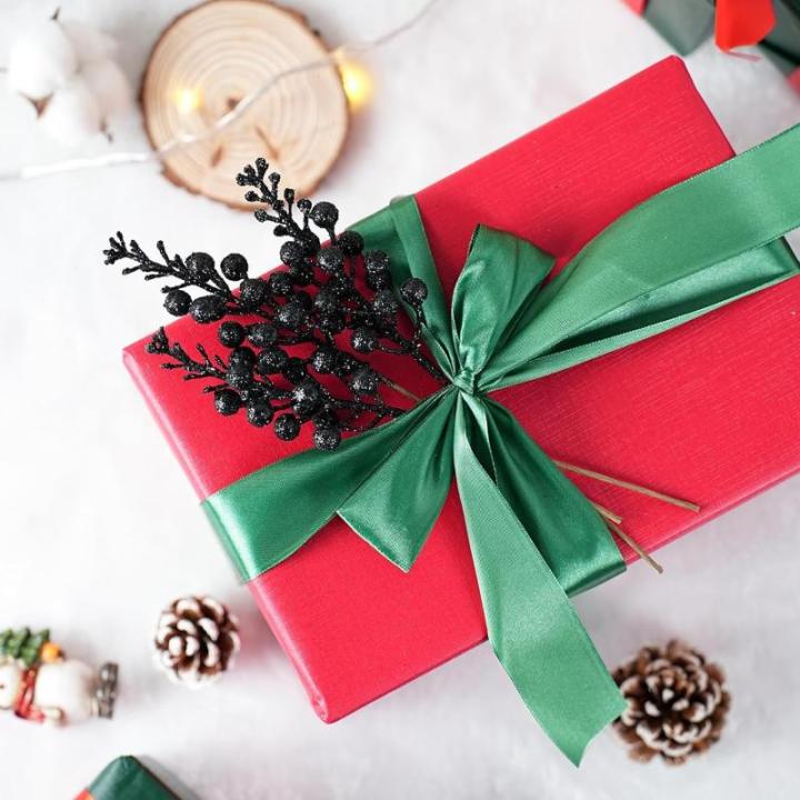 24 stuks kunstbessen, kerstdecoraties, 24 stuks, 24 cm, kunstglitter, bessen, stengels, takken, ornamenten, kunstmatige hulstbessen voor het maken van krans, kerstboomdecoratie, zw