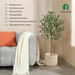 Kunstmatige olijfboom plant 120 cm nep vormgesneden zijden boom, perfecte in pot voor binnen en buiten