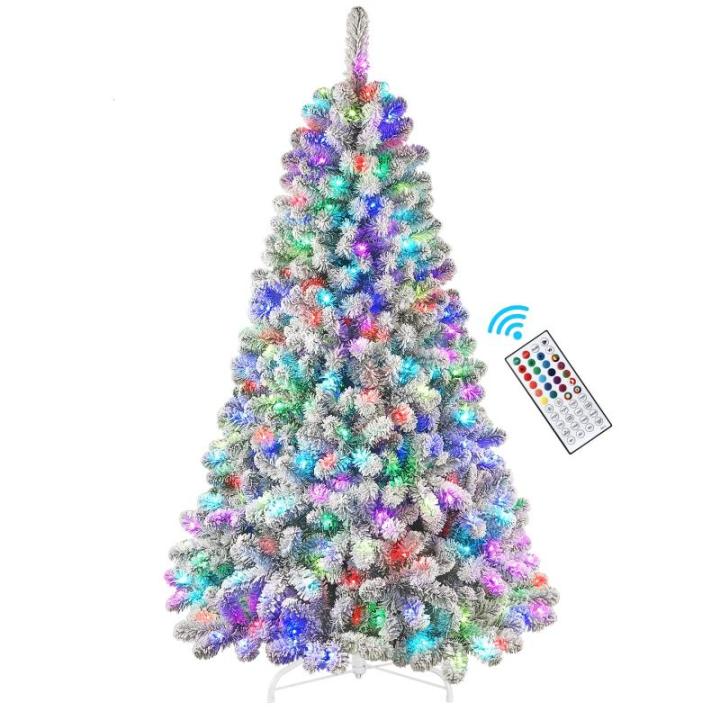 Kerstboom 180 cm, met verlichting, led, witte decoratie met afstandsbediening, 330 warmwitte lampen, opvouwbare standaard, sneeuwtakpunten voor feestdecoratie in het thuiskantoor