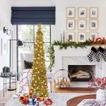 Kunstkerstboom met standaard, 1,5 m, opvouwbare pop-up kerstboom met pailletten voor Kerstmis, feestbenodigdheden, huisdecoratie, goud