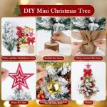 Mini-kerstboom 60 cm, tafelkerstboom met ledlampjes en sneeuwvlokken, mini-kerstboom, kleine kunstkerstboom voor thuis, kantoor, bureau