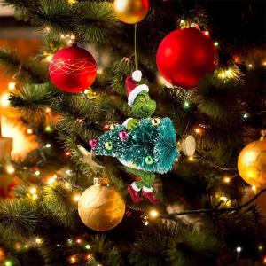 Kerstdecoratie, acryl, kerstboomversiering, groen, schattig, hangende ornamenten, kerstdecoratie, kerstversiering, feestdecoratie voor kerstfeest