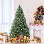 Kunstkerstboom met verlichting, 274 cm, kunstkerstboom met 640 warmwitte en meerkleurige ledlampen, 8 lichtmodi, 2316 pvc-takpunten, opvouwbare metalen standaard