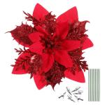 12 Weihnachtsstern-Weihnachtsdekorationen Weihnachtsbaum-Blumendekorationen Mit Clips Und Stielen Künstliche Weihnachtssterne Für Weihnachtskranz-Partydekorationen
