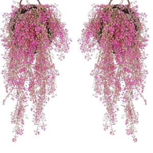 2 stuks hangende mand kunstmatige bloem, kunstmatige bloemen aan de muur, muur gemonteerde kunstmatige bloemen, kunstmatige bloemen buiten, kunstmatige hangplanten voor thuis, tuin