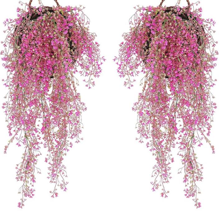 2 stuks hangende mand kunstmatige bloem, kunstmatige bloemen aan de muur, muur gemonteerde kunstmatige bloemen, kunstmatige bloemen buiten, kunstmatige hangplanten voor thuis, tuin
