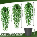 3 stuks met potten, 90 cm, , hangend gecodeerde namaakplanten, wijnstok, onderhoudsvrije eucalyptus, decoratie voor binnen en buiten, tuin, wanddecoratie