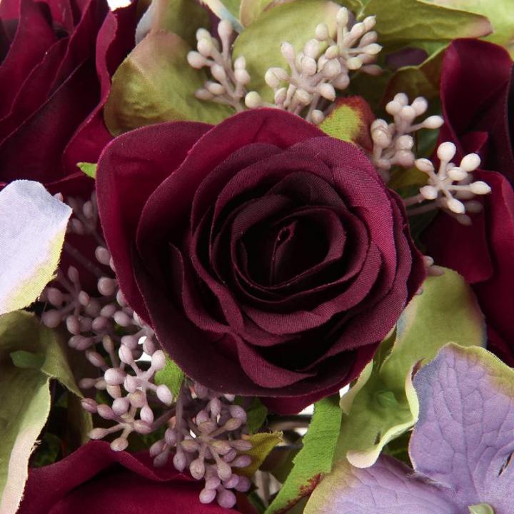 Kunstbloemen kunstboeket kunstplant bloemstukken set van 2 hortensia rozenboeket hoogte 30 cm decoratieve plant voor arrangementen feestdag tafel of bruiloft