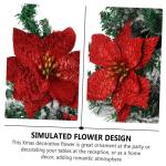 12 Stück Doppelschichtige Kleine Künstliche Weihnachtssterne Künstliche Glitzerblumen Weihnachtssterne Gefälschte Dekoration Kunststoff Rot