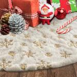 Kerstboomdeken, 120 cm, kerstboomdeken, wit, voor sneeuw, kerstboomdecoratie, dennenboomdeken met sneeuwvlokken, pailletten, tapijt, rond, voor vrolijk kerstfeest, deken, rok, deco