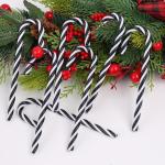 32 stuks kerstsnoepstok hangende ornamenten kerstboom hangende decoraties plastic gedraaide kruk ornamenten voor kerstambachten binnen buiten decor (zwart en wit, 12 cm)
