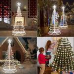 Kerstboom, metaal, grote kegelvorm, 250 leds, lichtboom, 8 modi, timer, waterdicht, kerstverlichting, buitenverlichting, kerstverlichting voor tuin, balkon, kerstdecoratie buiten, 
