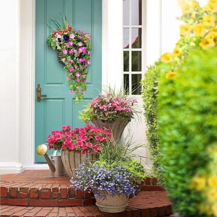 2 stuks kunstmatige blauweregen wijnstok kunstmatige hangende bloemen nepplanten voor tuin hek balkon buiten binnen decoratie (rozengroen, 90 cm)
