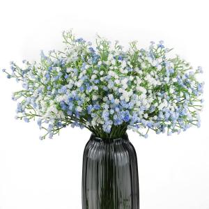 Kunstmatige gypsophila, 52 cm, 10 stuks kunstgypsophila, blauw en wit, voor thuis, kantoor, bruiloftsdecoratie, boeketten, bloemenarrangement