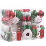 Set van 80 verschillende onbreekbare , ornamenten, decoratieve ballen, hangers met herbruikbaar cadeaupakket voor de kerstboom