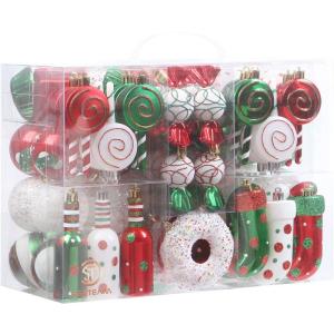 Set van 80 verschillende onbreekbare , ornamenten, decoratieve ballen, hangers met herbruikbaar cadeaupakket voor de kerstboom