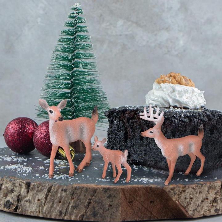 14 stuks mini-figuren, kerstboom, kunstornament, miniatuur, dennenboom, hert, haas, vos, eekhoorn, rendier, kleine kerstfiguren, kerstversiering om te knutselen, Xmas