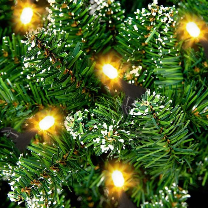 Kunstkerstboom met verlichting, dennenboom, groen, pvc, met sneeuweffect, met dennenappels, kerstdecoratie met metalen standaard