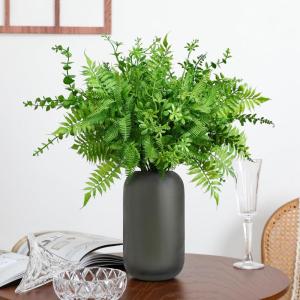 Künstliche Boston-Farnpflanzen, künstlicher Eukalyptus-Stiel für Zuhause, Garten, Büro, Blumenarrangements, Tischdekoration, Innen- und Außenbereich, 10 Stück