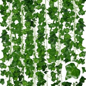 Kunstklimopslingers, set van 6, 210 cm lengte, kunstwijnstokken voor kamer en tuin, wanddecoratie voor binnen en buiten, kunststof bladeren, hangende planten voor groene planten, d