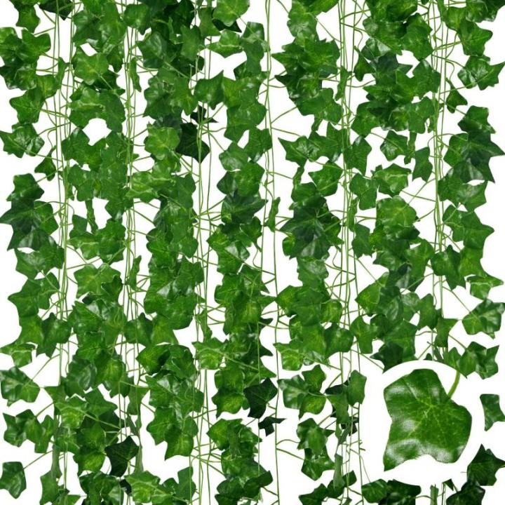 Kunstklimopslingers, set van 6, 210 cm lengte, kunstwijnstokken voor kamer en tuin, wanddecoratie voor binnen en buiten, kunststof bladeren, hangende planten voor groene planten, d
