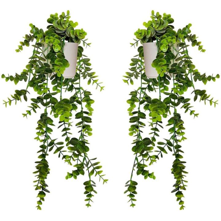 Set van 2 kunstmatige hangende planten in witte potten woonaccessoires nep hangplant kamerplant hangende plant nep plant