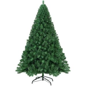 Kunstkerstboom 240 cm (diameter ca. 120 cm), 2,4 m kunstmatige groene dennenboom met 1500 takken, verwijderbaar inklapbaar en moeilijk ontvlambaar, kerstboom met metalen standaard 