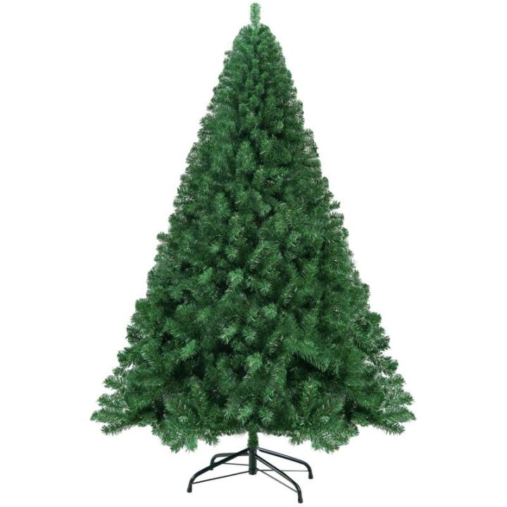Kunstkerstboom 240 cm (diameter ca. 120 cm), 2,4 m kunstmatige groene dennenboom met 1500 takken, verwijderbaar inklapbaar en moeilijk ontvlambaar, kerstboom met metalen standaard 