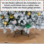 Kunstkerstboom 228 cm (Ø ca. 140 cm) met ca. 1284 punten, dennenboom met sneeuwvlokken, materiaal PVC, incl. metalen kerstboomstandaard, automatische flocking