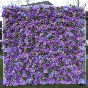 Lila Stoff Hintergrund Blumenwand Simulation Blumenhintergrundwand, Künstliche Wand Blumen Hintergrund 3D Seide Hortensien Blumen Panel Für Foto Hintergrund Home Party Hochzeit H